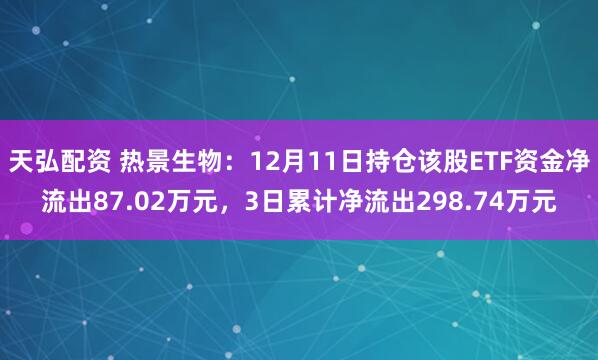 天弘配资 热景生物：12月11日持仓该股ETF资金净流出87.02万元，3日累计净流出298.74万元